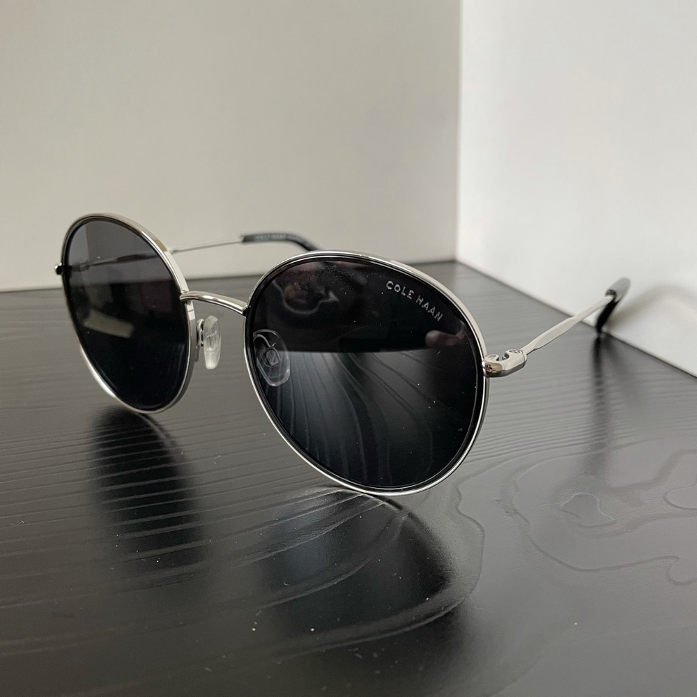 Cole Haan Polarized Silver Frame Black Sunglasses
